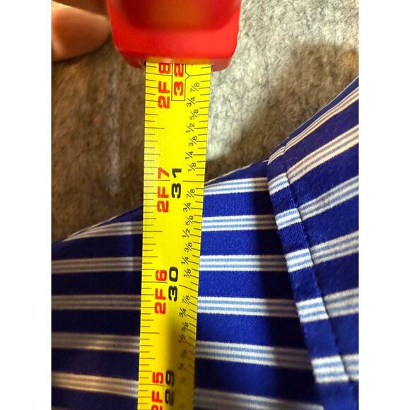 Draddy Sport Mens Blue Striped Small Golf Performance Polo MADE IN USA - Picture 8 of 8